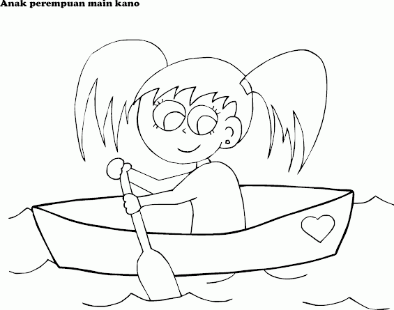 Mewarnai Gambar Anak Main Kano Perahu Sanpan Contoh Paud Sketsa