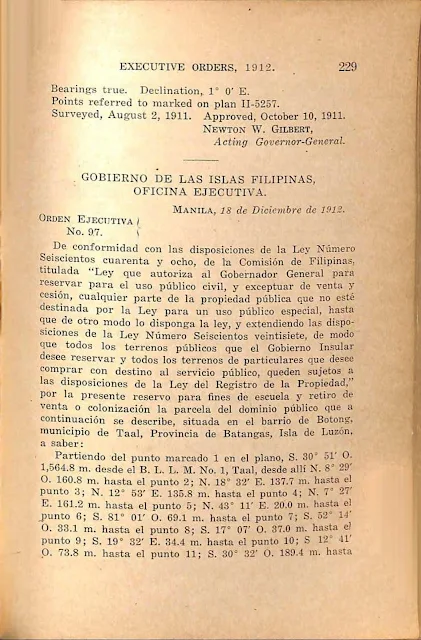 Executive Order No. 97 series of 1912, Spanish version. Executive Order No. 97 series of 1912, Spanish version.