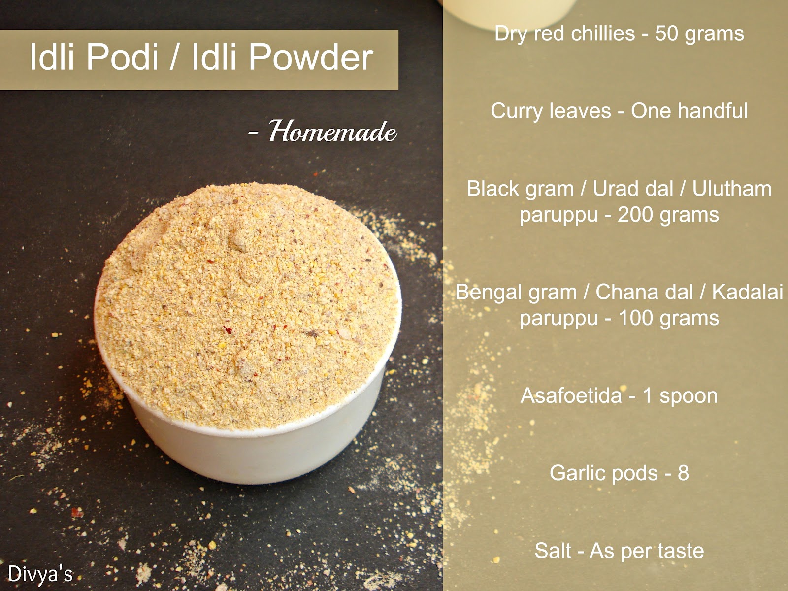 Idli Podi / Idli Powder Homemade You Too Can Cook