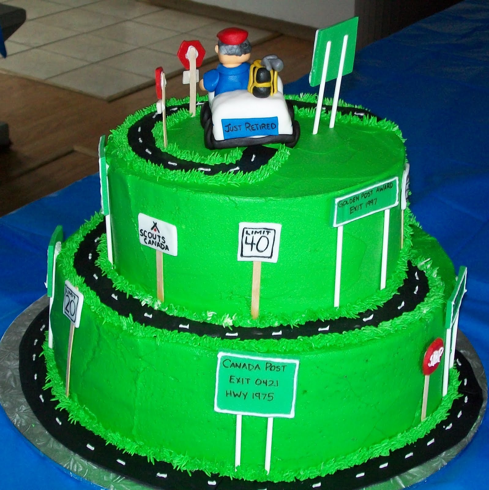 kdf CREATIONS Road of Life Retirement Cake