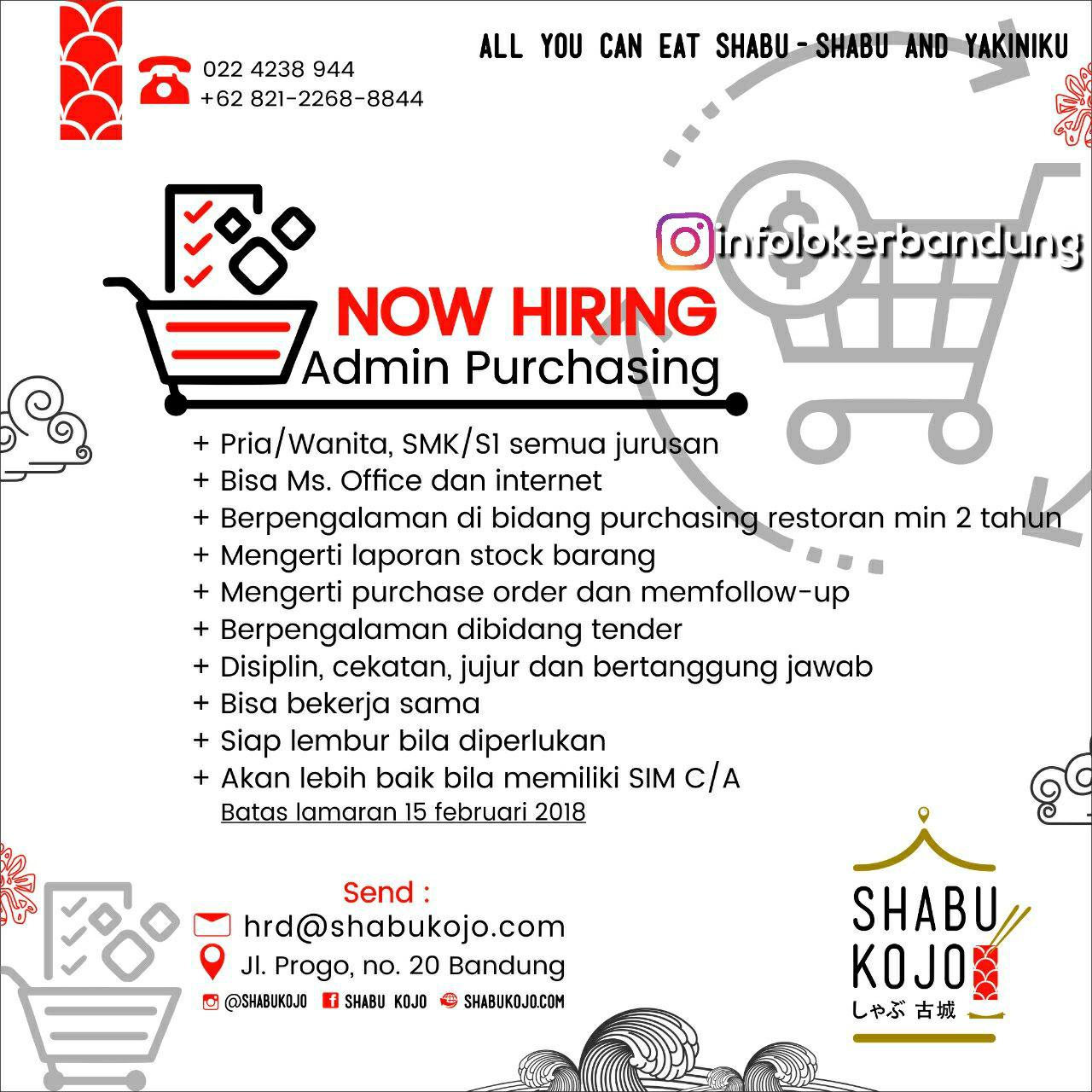 Lowongan Kerja Sebagai Admin Purchasing Restoran Jepang Shabu Kojo Bandung Februari 2018 Info Loker Bandung 2021
