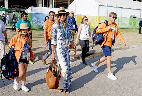 King Willem Alexander, Queen Maxima, Princess Catharina-Amalia and Princess Ariane attend the Equestrian Jumping. Maxima wore PAUL ANDREW Hampton leather wedge sandals