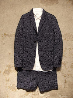 FWK by Engineered Garments "In Navy Printed Polka Dot Issue"