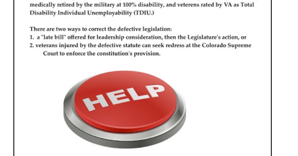 ALL COLORADO TOTALLY DISABLED VETS NEED THE DISABLED VETERAN PROPERTY TAX EXEMPTION Briefing