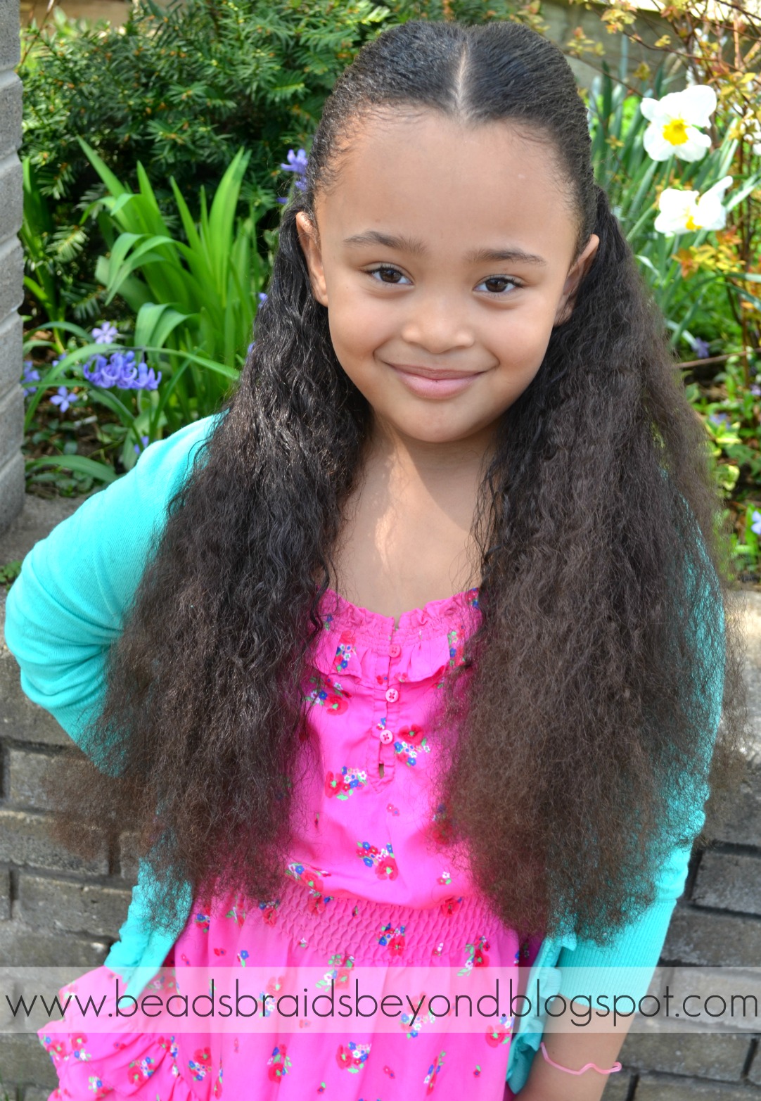 Beads, Braids and Beyond Half Up, Half Down Banded Natural Hair with