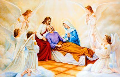 Muerte San José con Jesús y la Virgen María