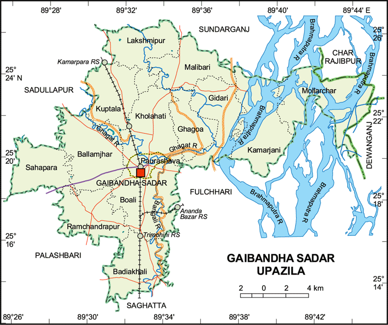 Gaibandha Sadar Upazila Map Gaibandha District Bangladesh