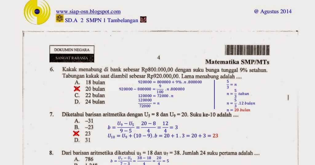 Contoh Soal Olimpiade Matematika Smp 2019