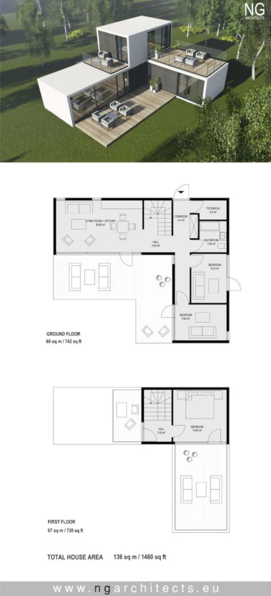 desain inspiratif rumah modern minimalis plus denah