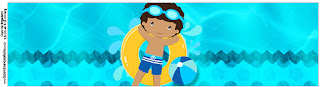 Fiesta en la Piscina, Niño Moreno: Etiquetas para Candy Bar para Imprimir Gratis. Etiquetas de Fiesta en la Piscina, Niño Moreno para imprimir gratis.