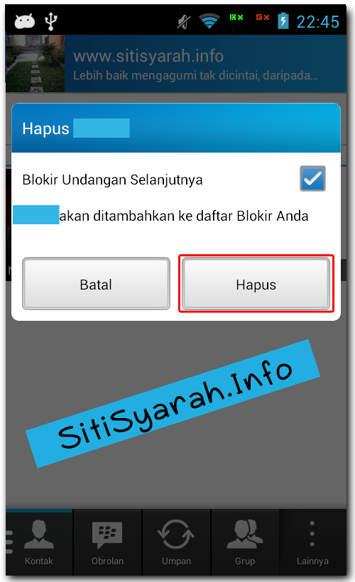 Cara Blokir teman BBM Android