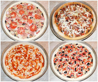 preparare pizza de casa cu blat subtire si pufos, retete pizza, reteta pizza, cum facem pizza, cum se face pizza, retete culinare, pizza reteta, pizza de casa reteta, pizza italiana, pizza cu branza ceapa rosie cascaval ciuperci salam si sunculita, 
