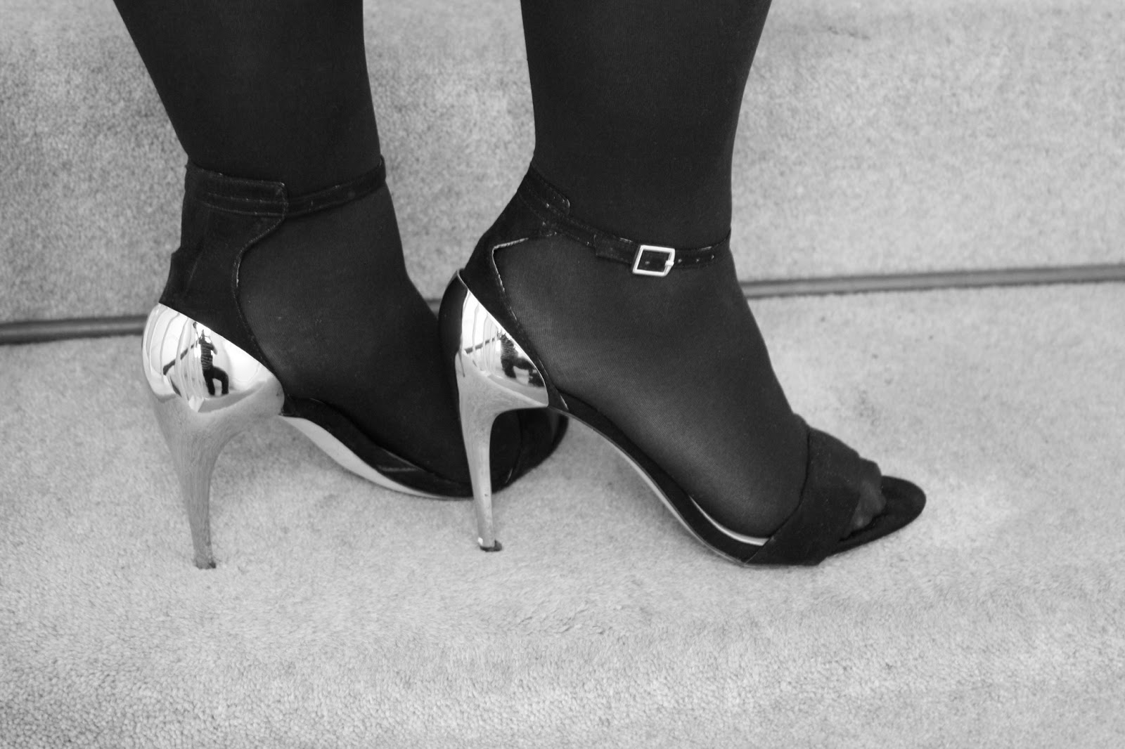 heels for black and white dress