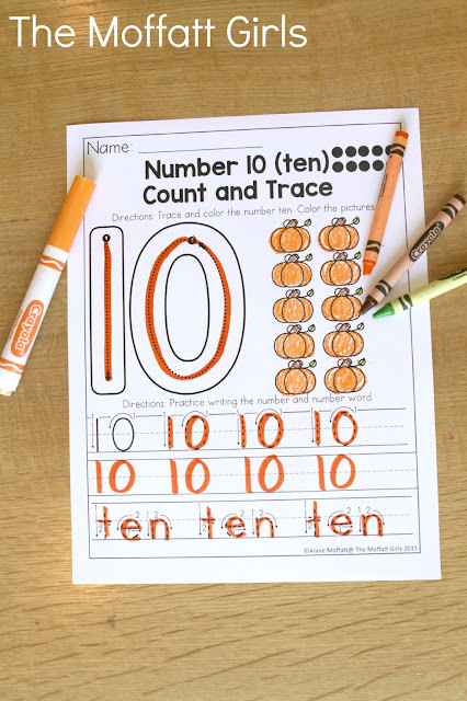 Teach number concepts, colors, shapes, letters, phonics and so much more with the October NO PREP Packet for Preschool!