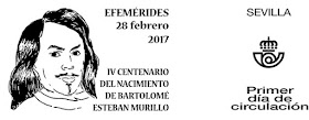 Filatelia 2017 - IV Centenario del nacimiento de Murillo - Matasellos Primer día de circulación
