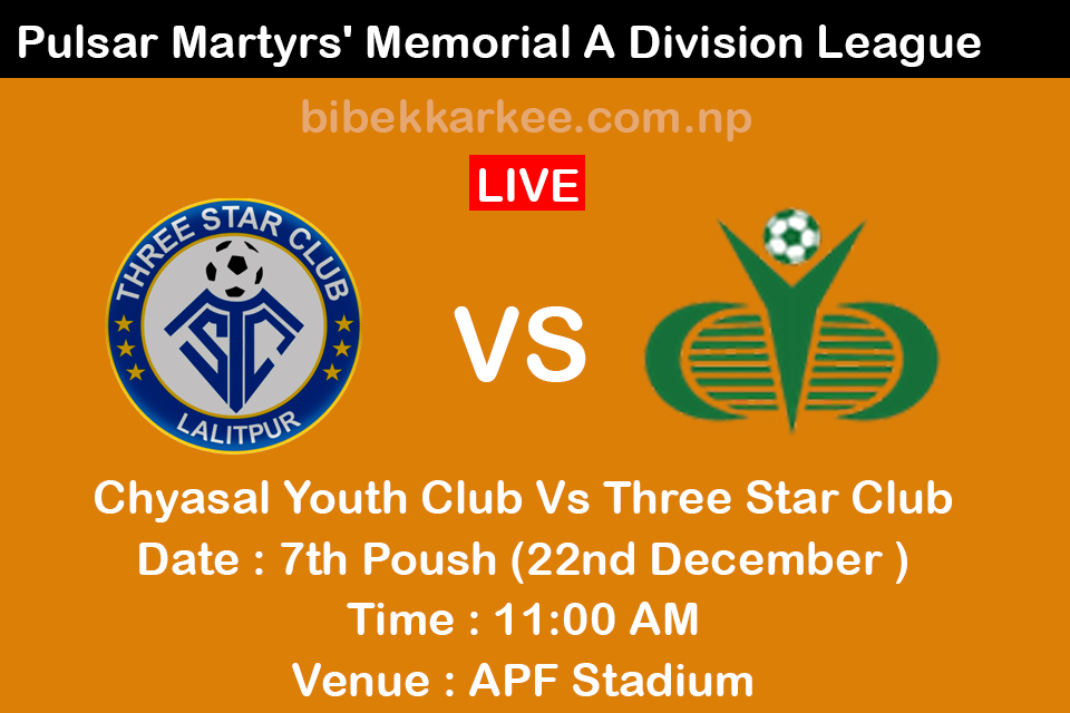 Chyasal Youth Club Vs Three Star Club, Three star club, chyasal youth club, A division league 2075, Martyr's memorial A division League,