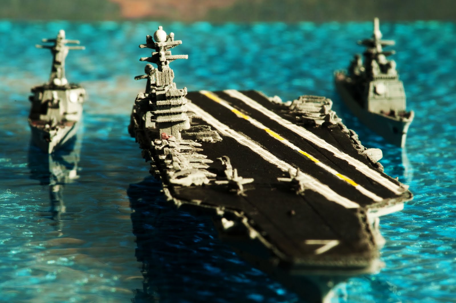 Toy Construct The Nimitz class Aircraft Carrier and its Fleet.