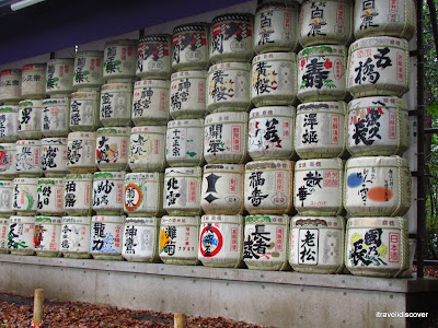 Barrels of sake in wrapped in straw