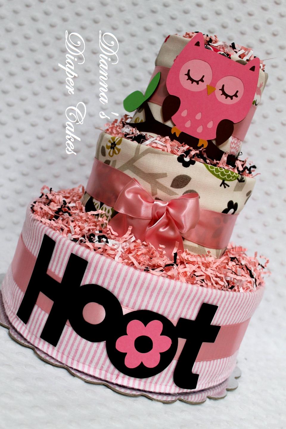 Baby Diaper Cakes by Dianna, my little works of art Pink Owls Baby