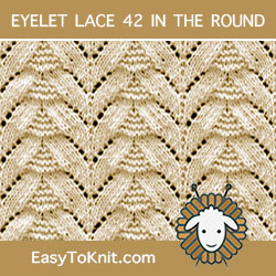 Fir Tree Eyelet Lace, easy to knit in the round
