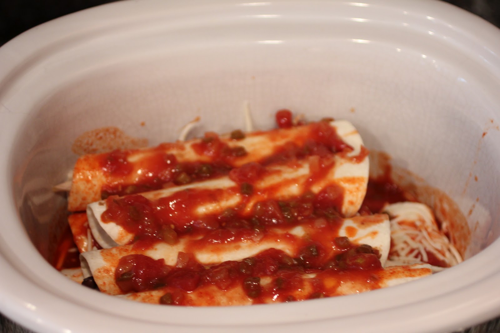 Crock Pot Chicken and Black Bean Enchiladas - Repeat Crafter Me