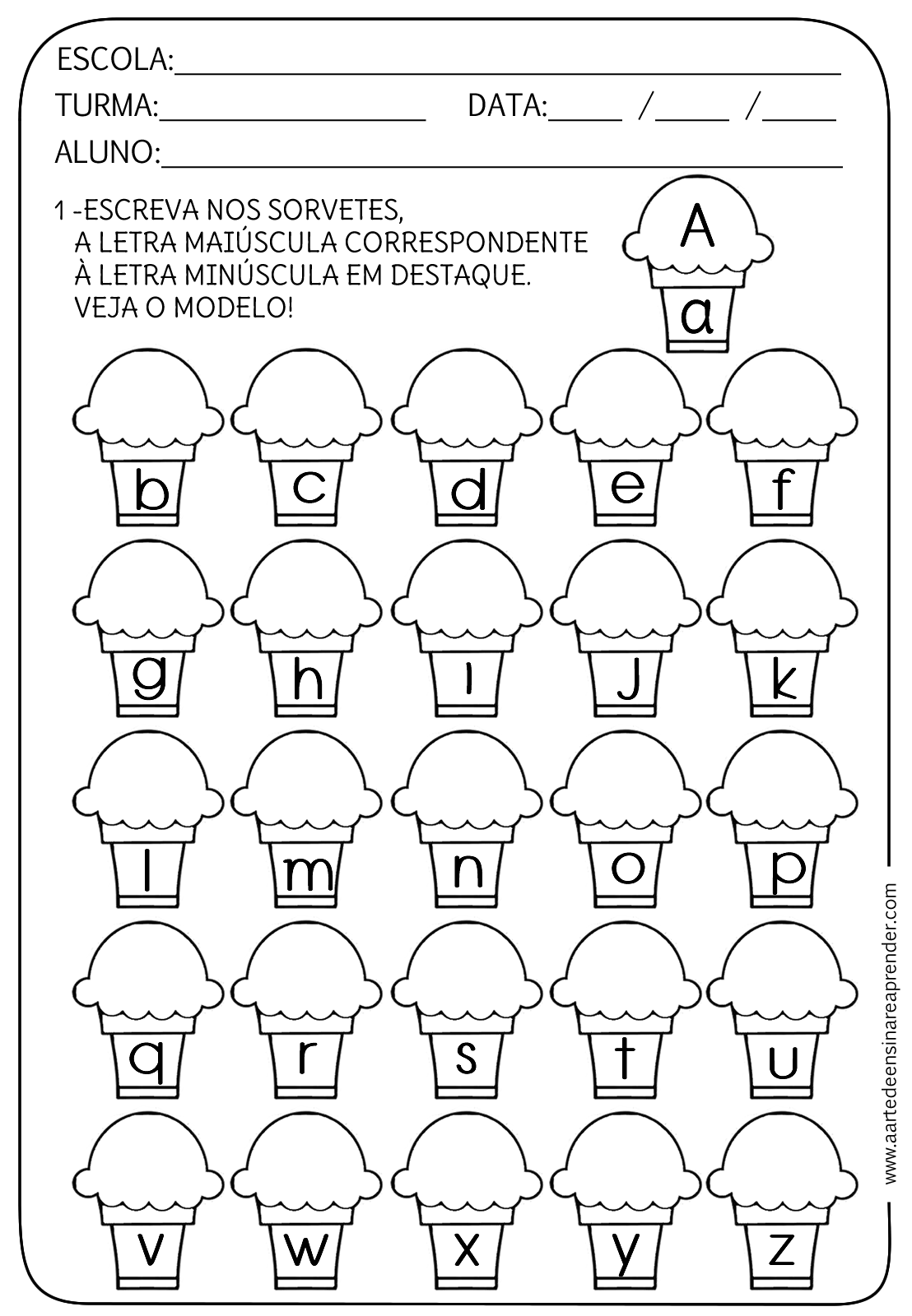 Atividade Pronta Alfabeto MaiÚsculo E MinÚsculo A Arte De Ensinar E