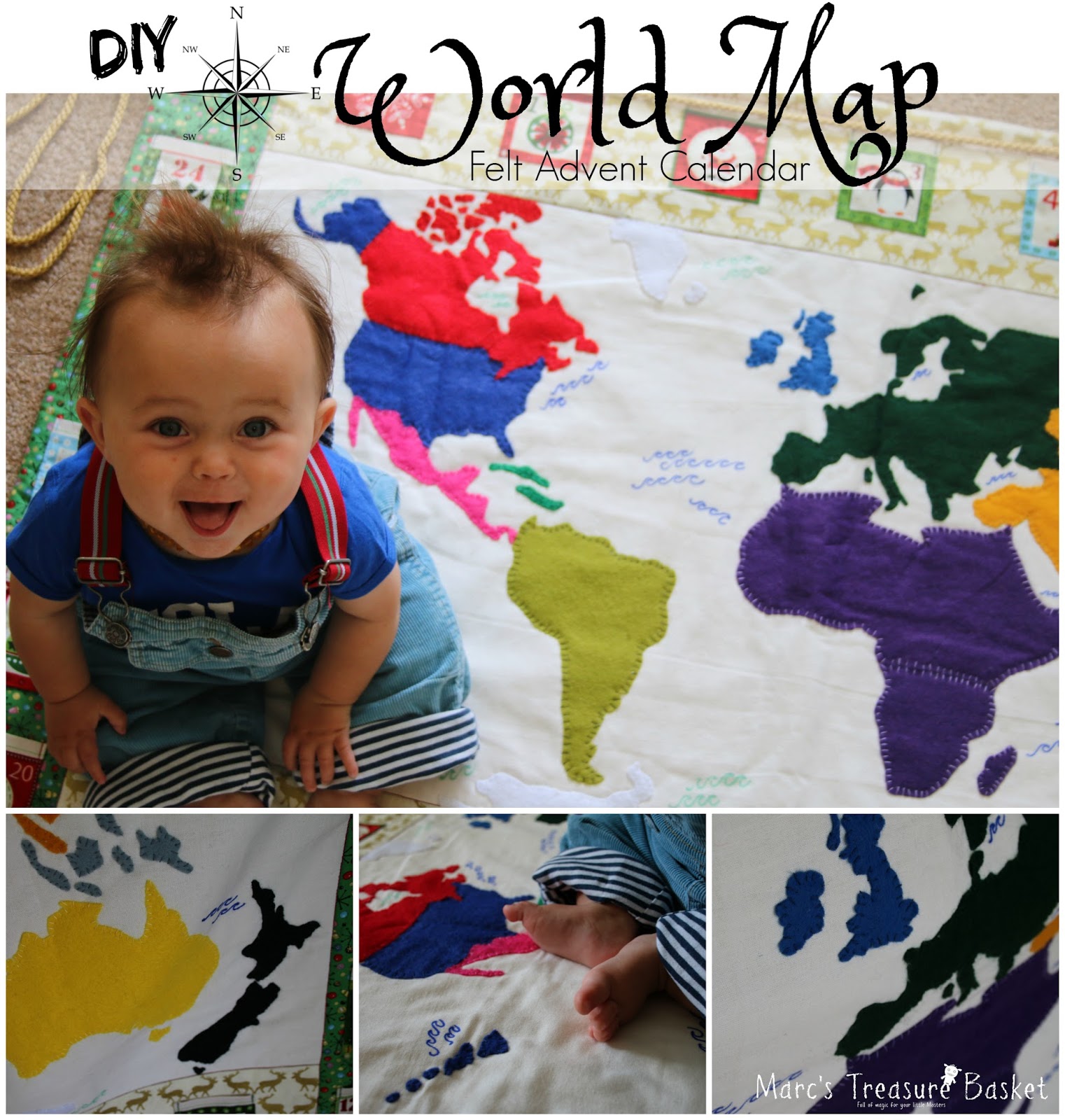 Marc's Treasure Basket Felt Map of the World Christmas Advent Calendar