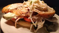 Coleslaw and chicken layered in panini bread Food Recipe