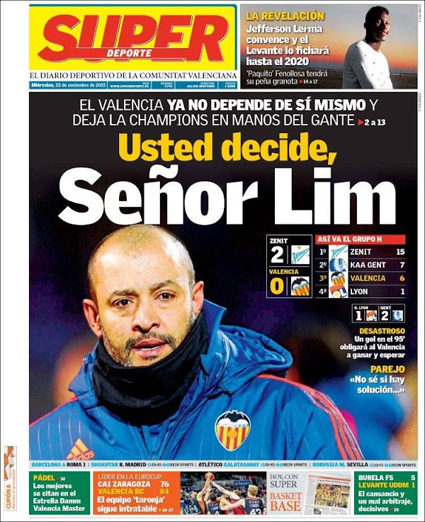 Valencia, Superdeporte: "Usted decide, señor Lim"