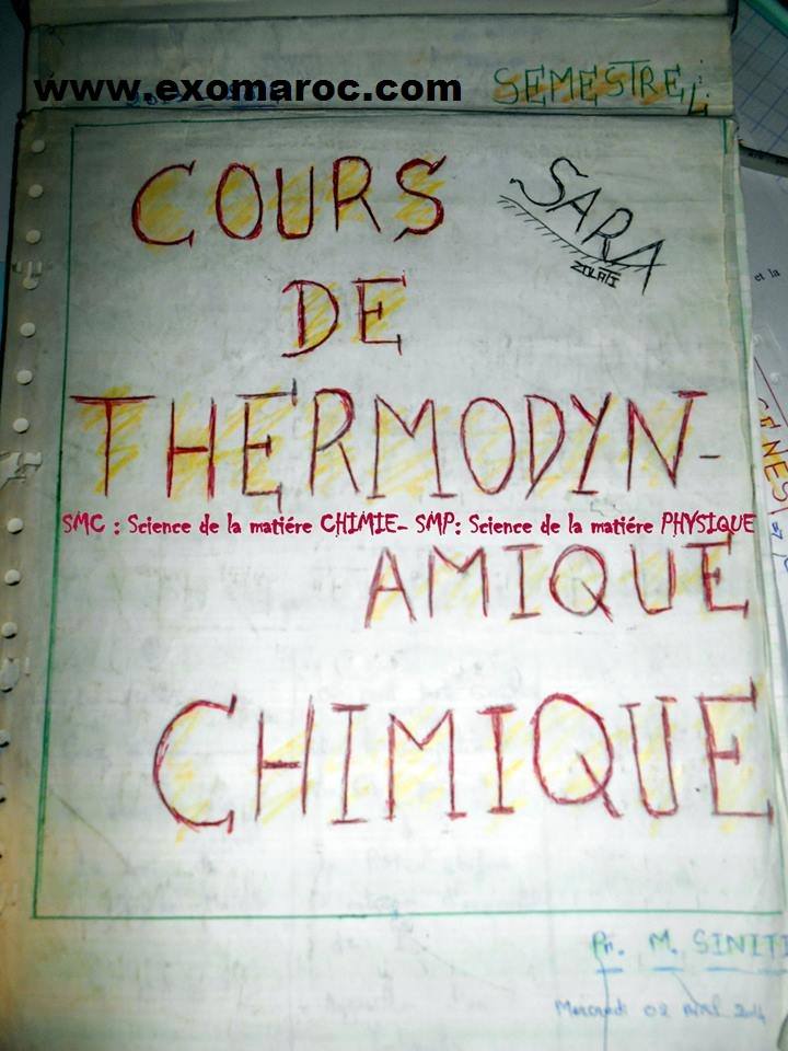 Examens corrigés thermodynamique chimique exomaroc Examens corrigés thermodynamique chimique exomaroc