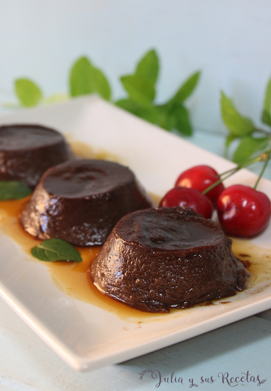 JULIA Y SUS RECETAS Flan de cacao en polvo sin gluten al microondas