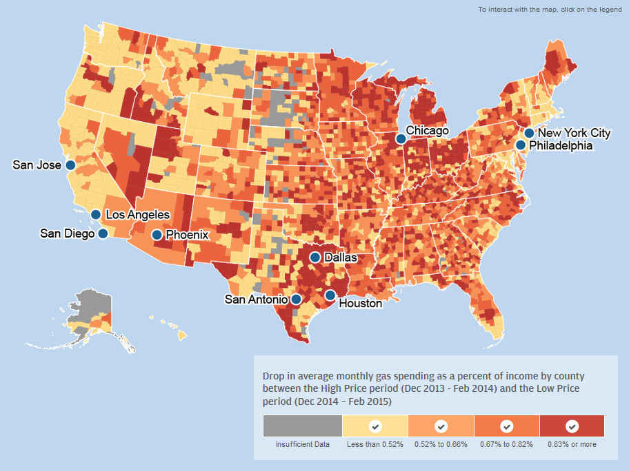 How falling gas prices fuel the consumer interactive map. 