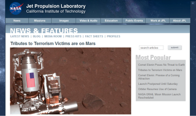 Tribute to 9/11 Terrorism Victims On Mars