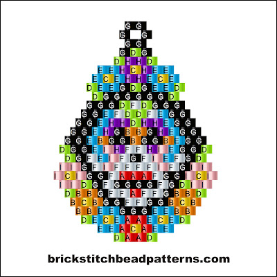 Click for a larger image of the Day of the Dead Teardrop Halloween bead pattern labeled color chart.