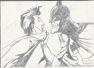 Batman quase batendo no cara (desenho)
