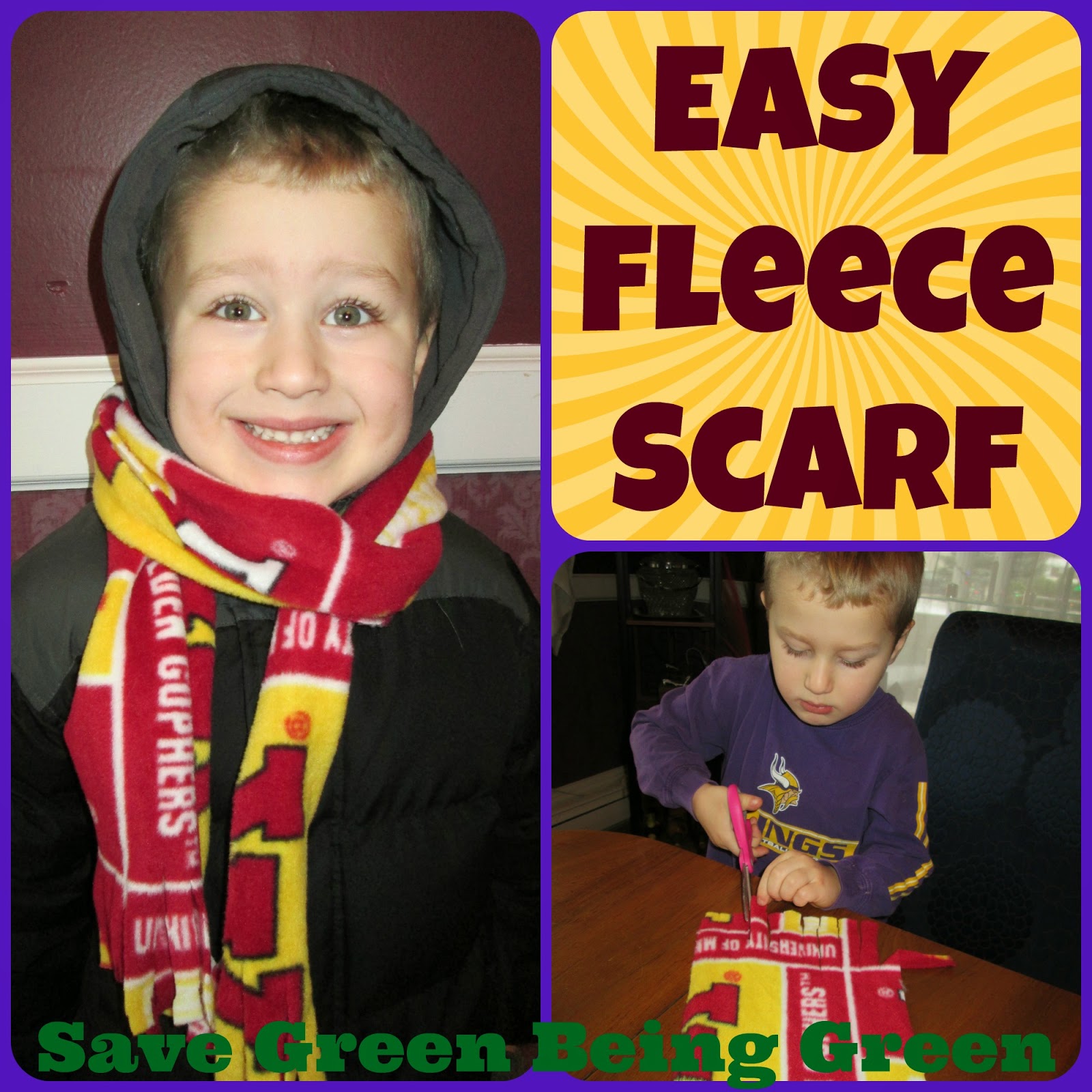Save Green Being Green Easy Fleece Scarf for Kids to Make