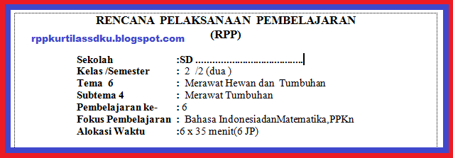 RPP SD Kelas 2 Tema 6 Semester 2 Tahun 2019/ 2020 RPP