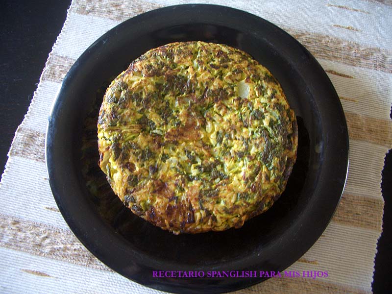 Recetario Spanglish para mis hijos Tortilla especiada de hojas de