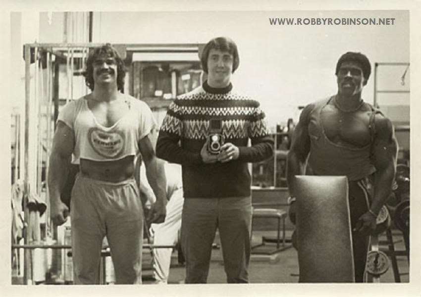 DENNY GABLE AND ROBBY ROBINSON AT GOLD'S GYM TRAINING AND FILMING OF PUMPING IRON ● www.robbyrobinson.net/dvd_built.php ●