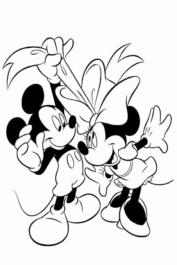 Tranh tô màu chuột Micky và Minnie