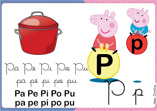 Silabário 4 tipos de letra Peppa Pig e George
