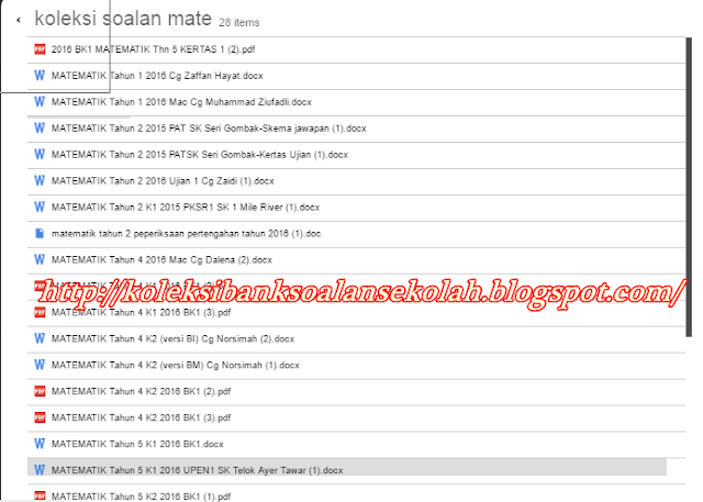 BANK SOALAN  SEKOLAH RENDAH  SOALAN MATEMATIK KERTAS 1 DAN 2  TAHUN