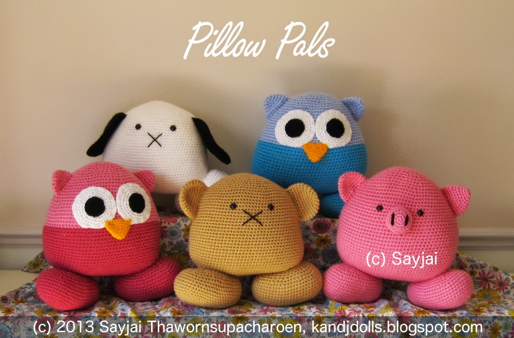 Pillow Pals Sayjai Amigurumi Crochet Patterns K and J Dolls / K and