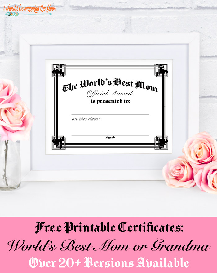 Free Mothers Day Certificate Printables I Should Be Mopping The Floor