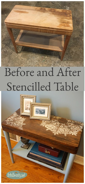 general finishes persian blue milk paint and stencil side table makeover stain refinishes roadside rescue 