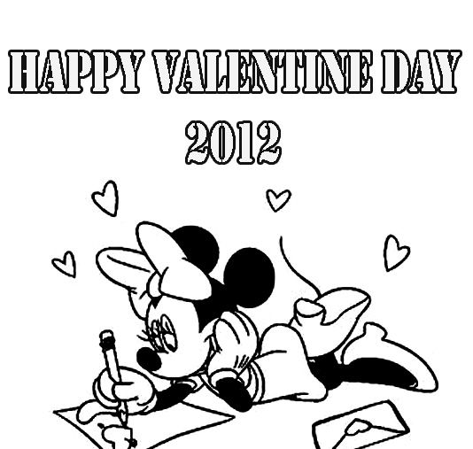 Cartoon Design Coloring Pages Mickey Mouse and Minnie Mouse Valentine
