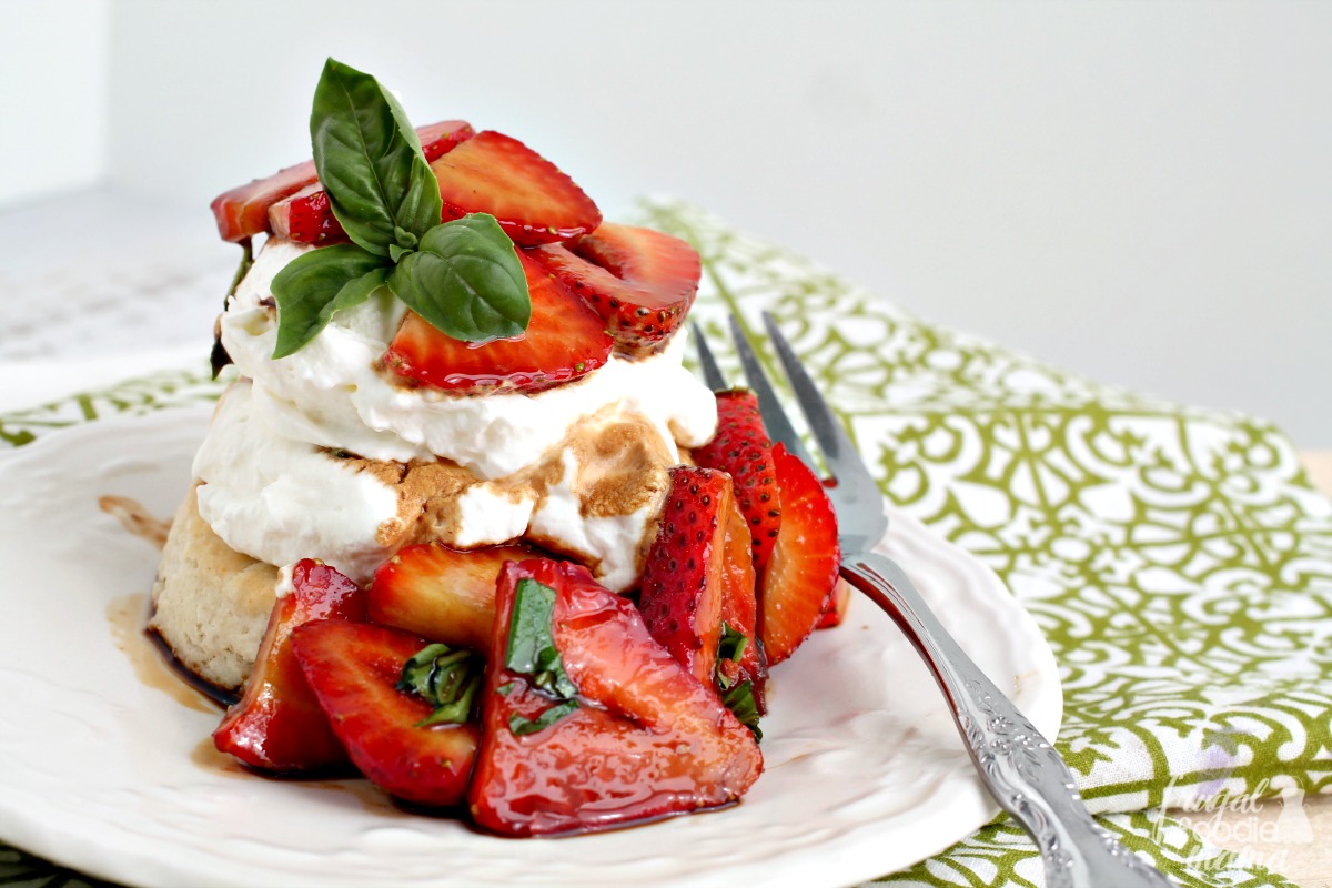 Frugal Foodie Mama Strawberry Basil Sour Cream Shortcakes