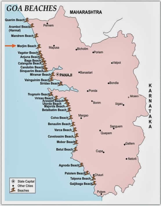 Morjim Beach Goa Map Detail Morjim Beach Goa India Location Map | Goa India Tourist Guide  Interactive Map