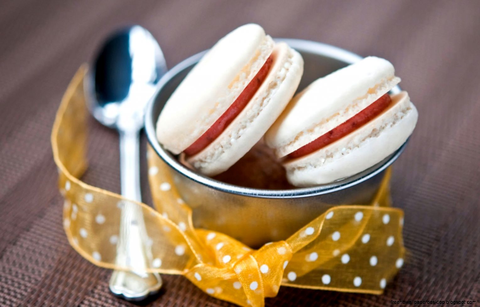 Food Sweet Cookies Macaron Cream Dessert Ribbon HD Wallpaper