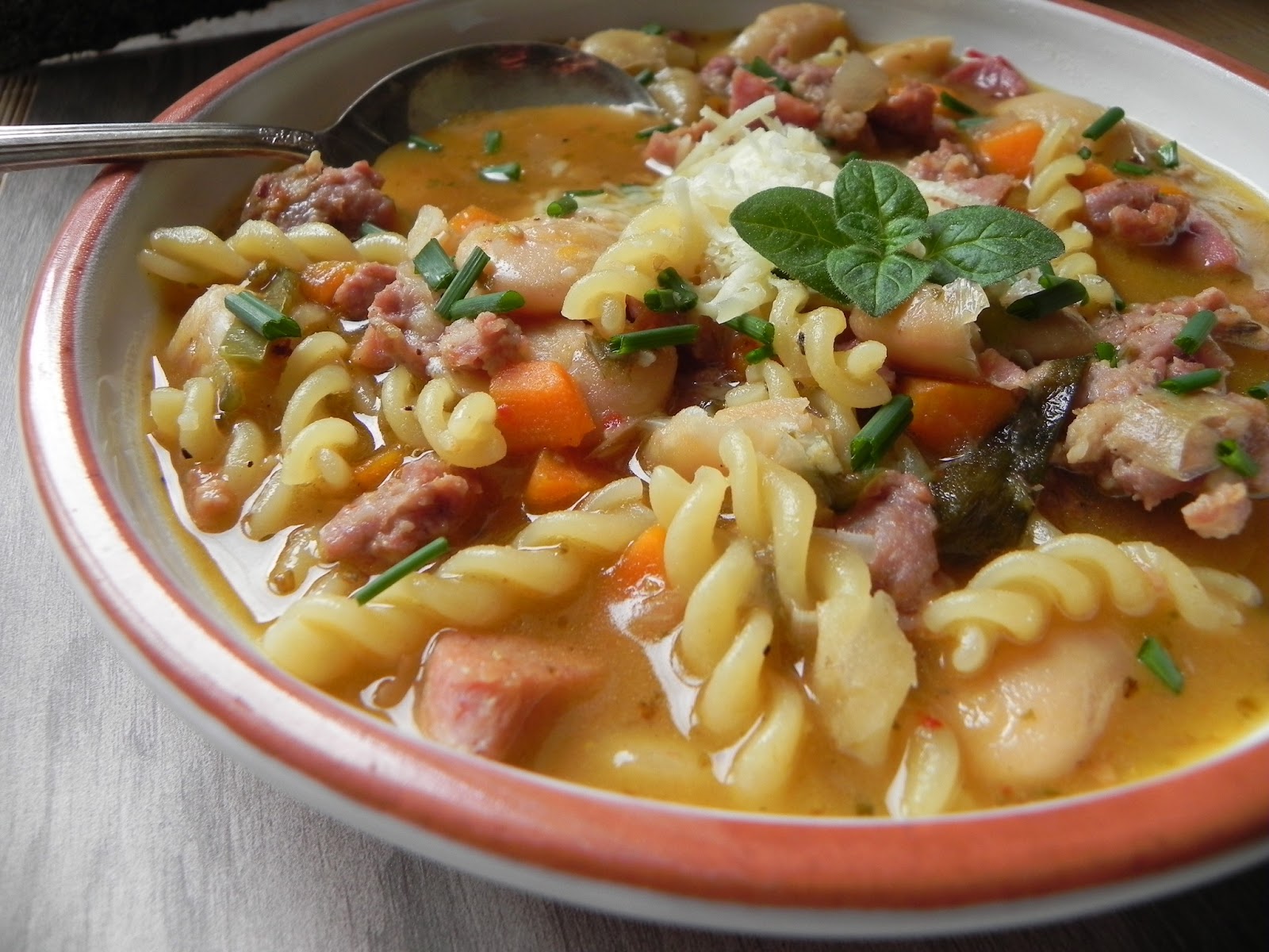 Let Them Eat Healthy Porky Pasta e Fagioli with Homemade Ham Broth